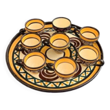 Tray, plate and 8 liqueur cups in ceramic from St Jean de Bretagne vintage 1950/60