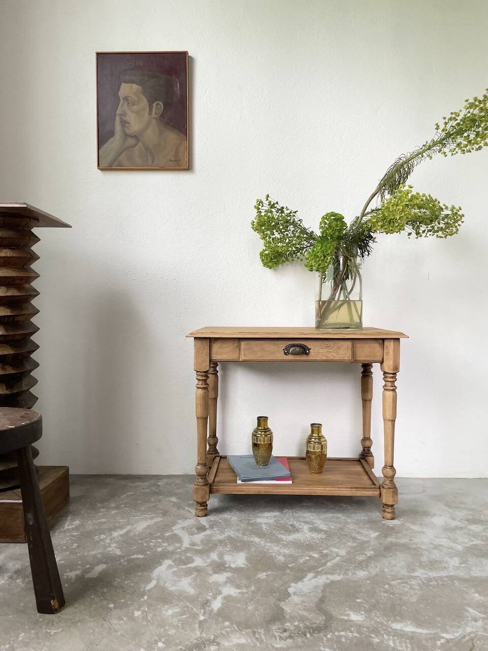 Duo of embossed brass vases