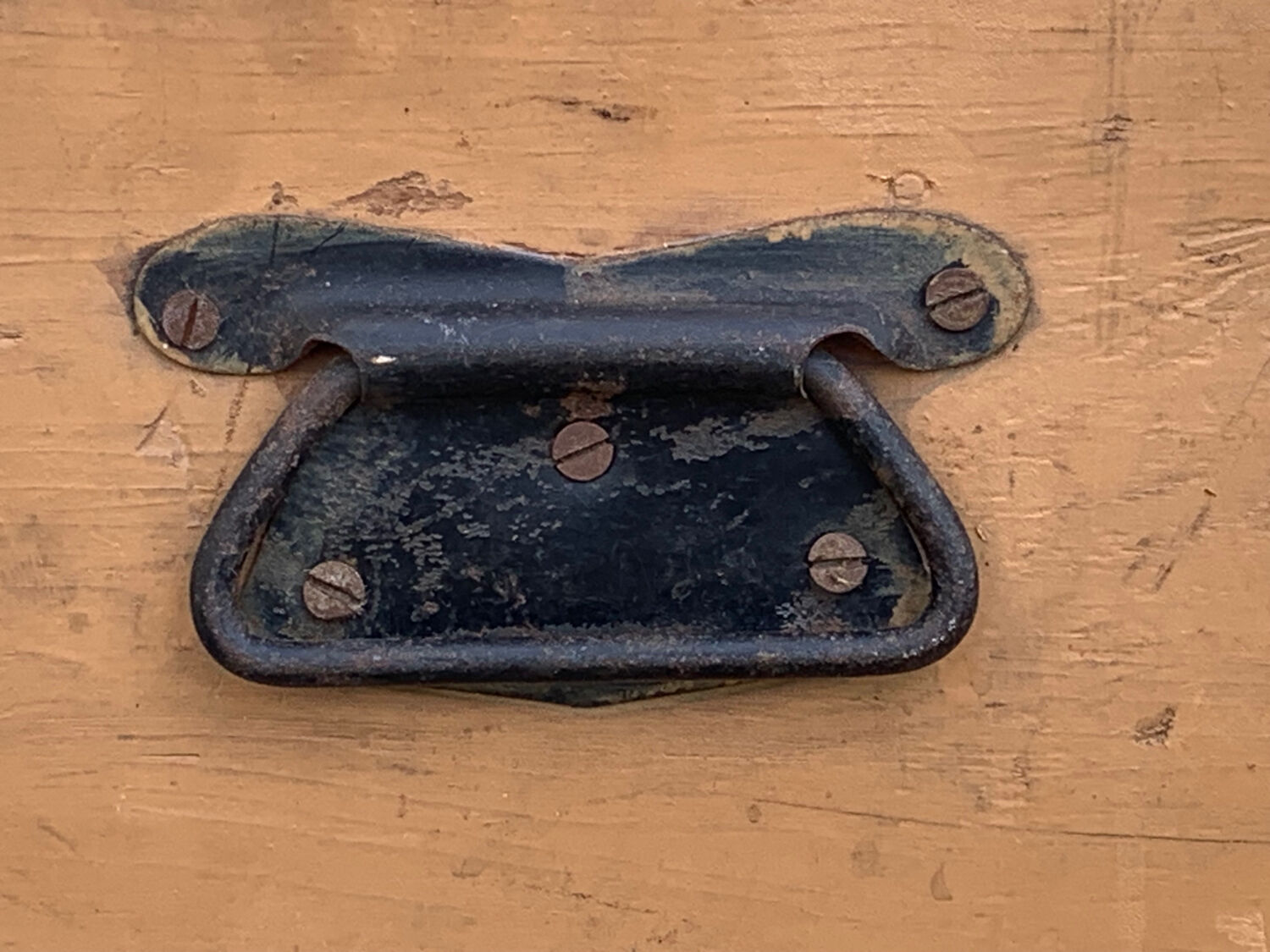 Wooden chest yellow patina