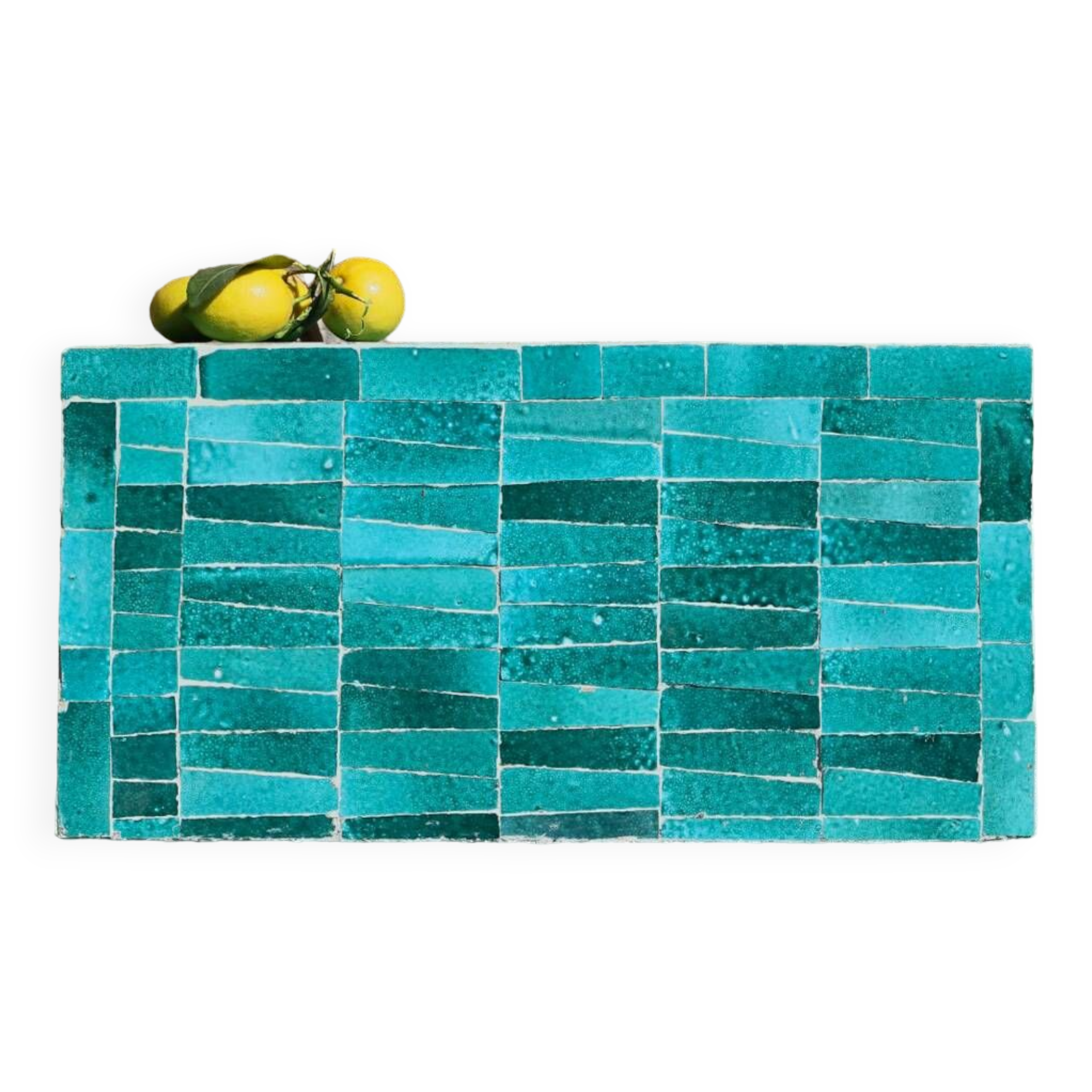 Table basse en Zellige moderne bleu turquoise
