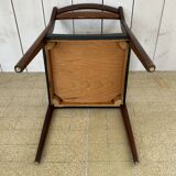 Scandinavian style teak and black skaï style chairs