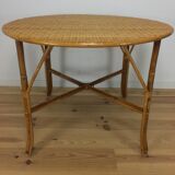 Round dining table 4 people rattan