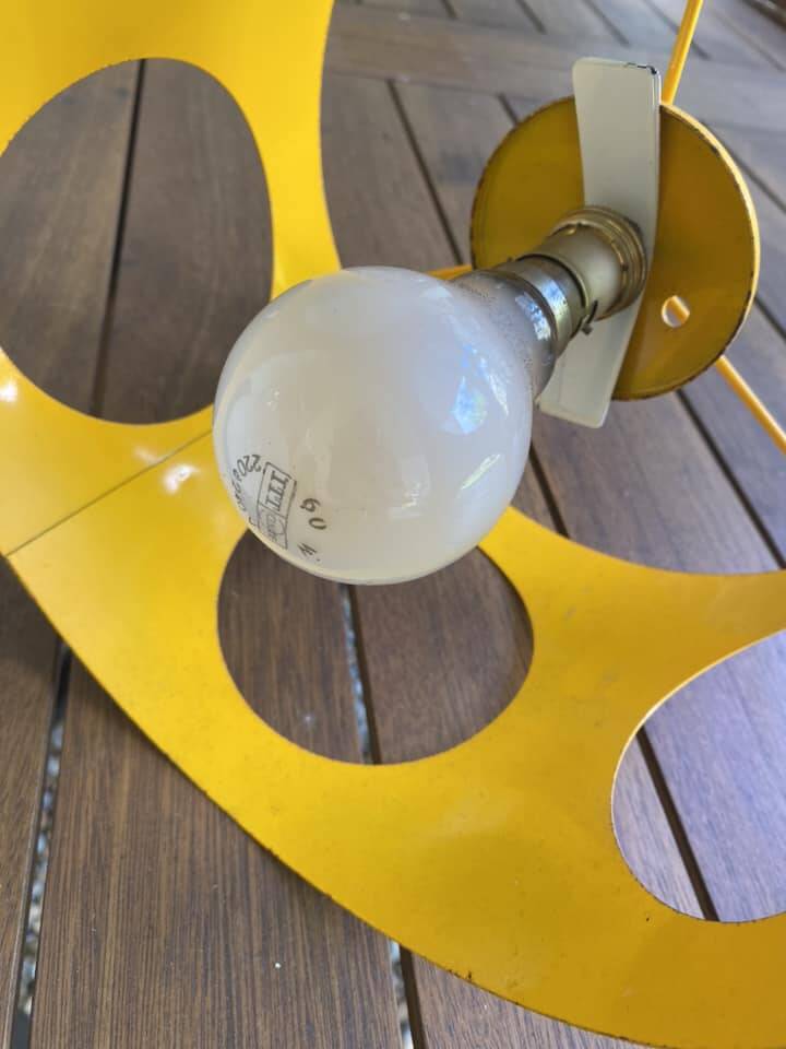 Suspension in orange-yellow metal by Pierre Disderot (1920-1991)