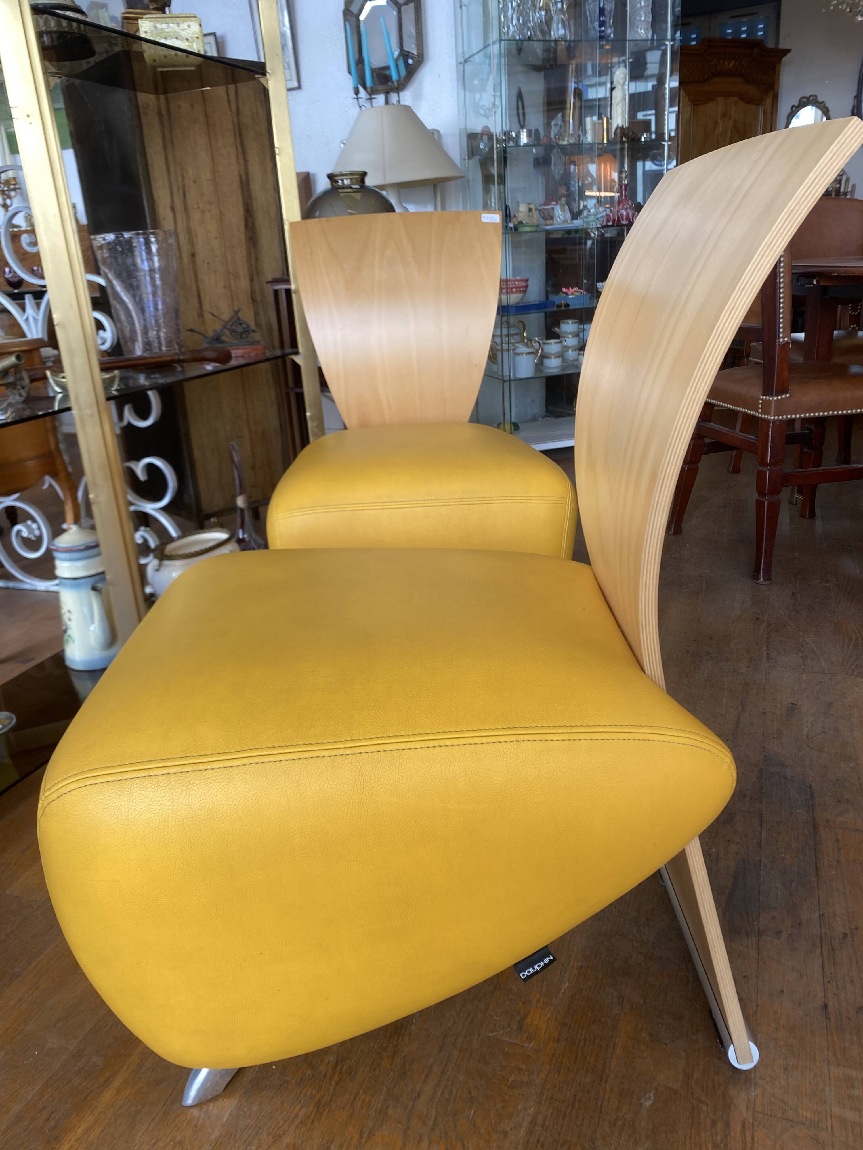 Pair of bobo leather armchairs.