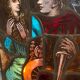Stained hanging glass polychrome