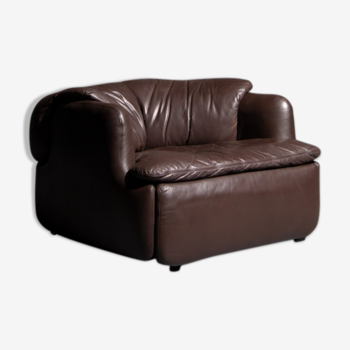Saporiti armchair designed by Alberto Rosselli brown leather confidential model