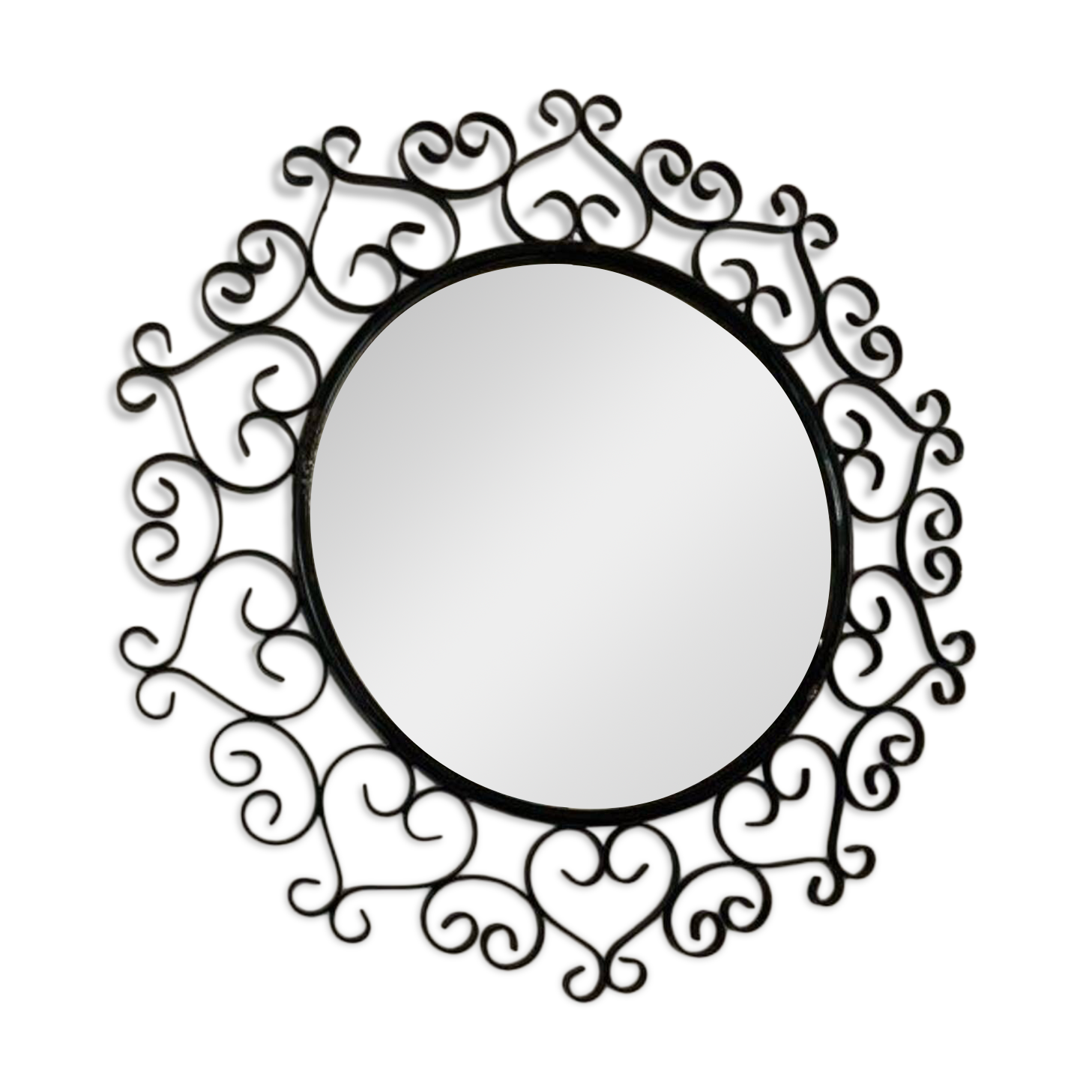 Large vintage black metal mirror Chaty Vallauris