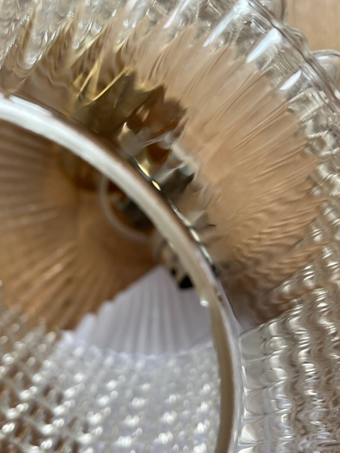 Vintage pendant light in chiseled glass from the 70s