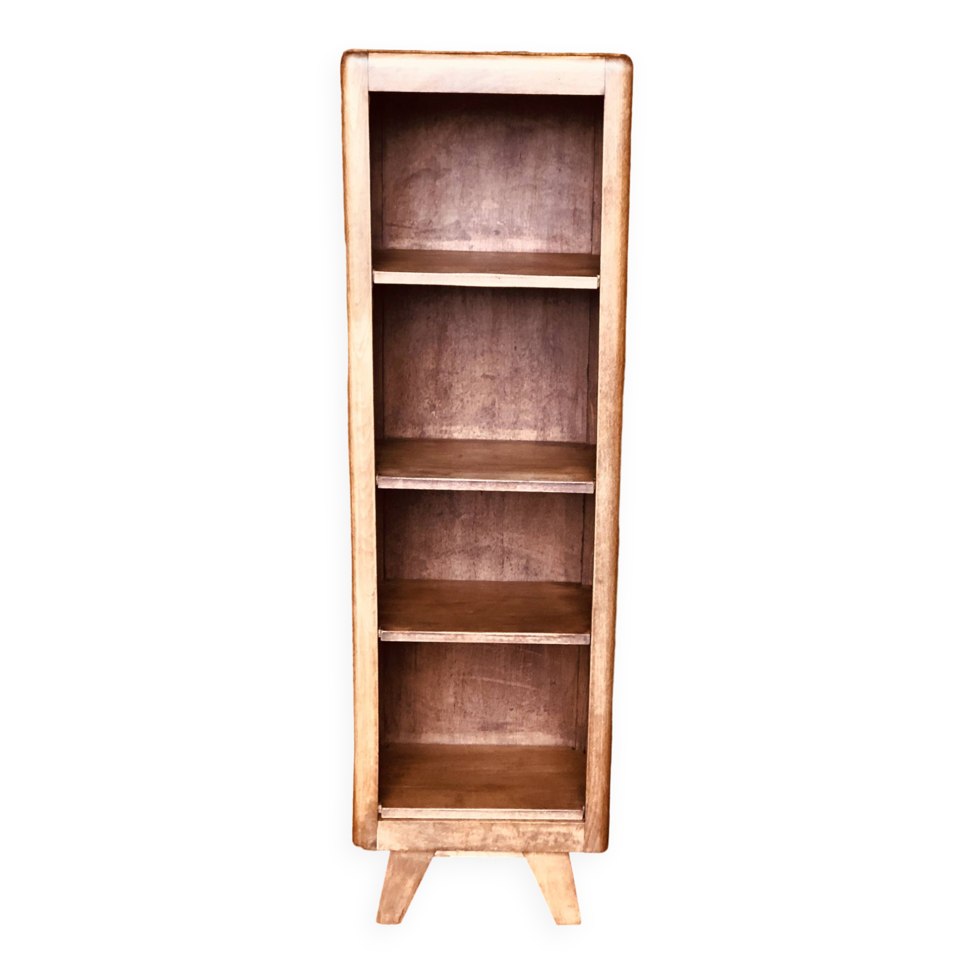 Etagere haute en bois pietement compas vintage 1950
