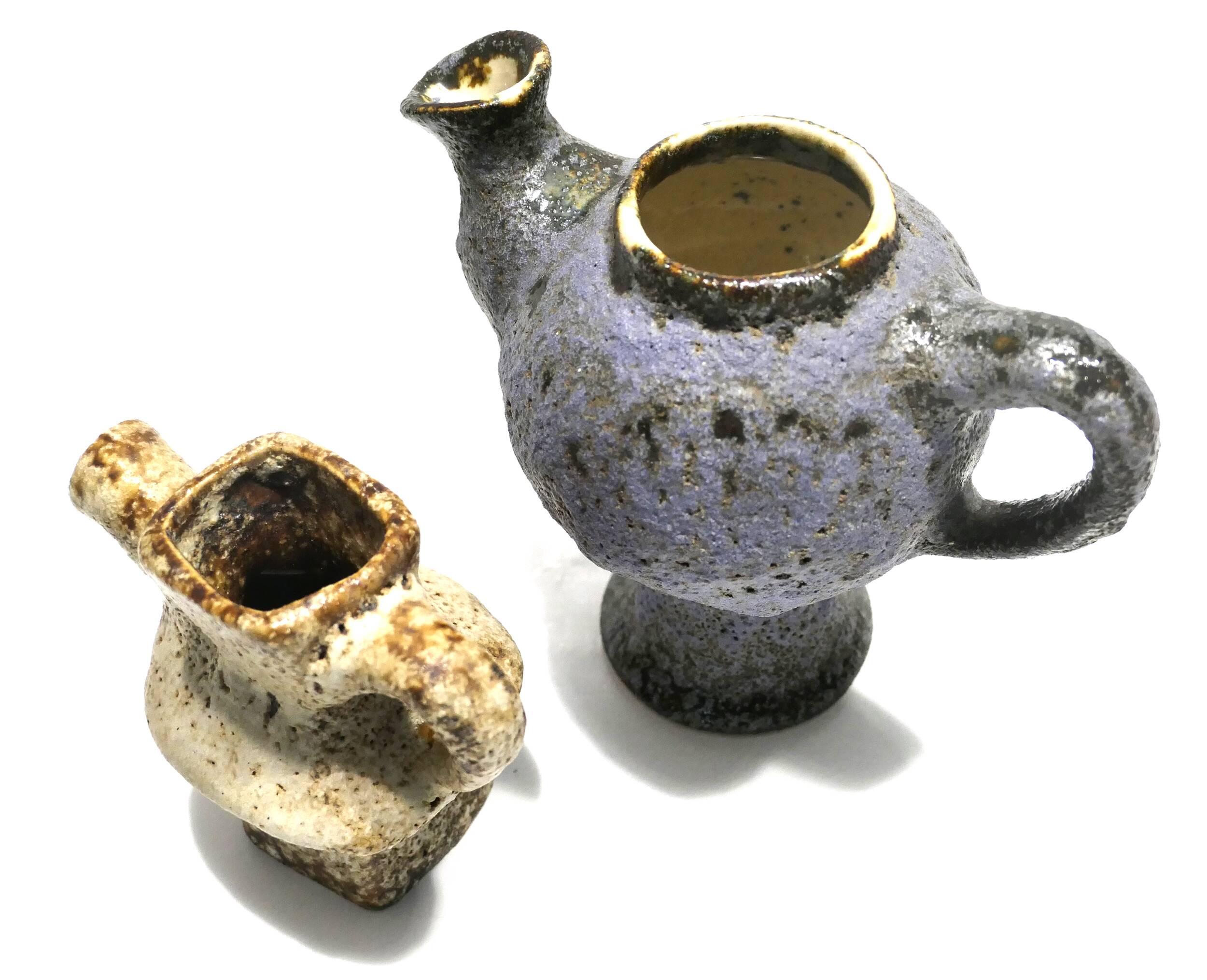 Pair of small ceramics from 1973 by Van Woerden for Vest Gouda