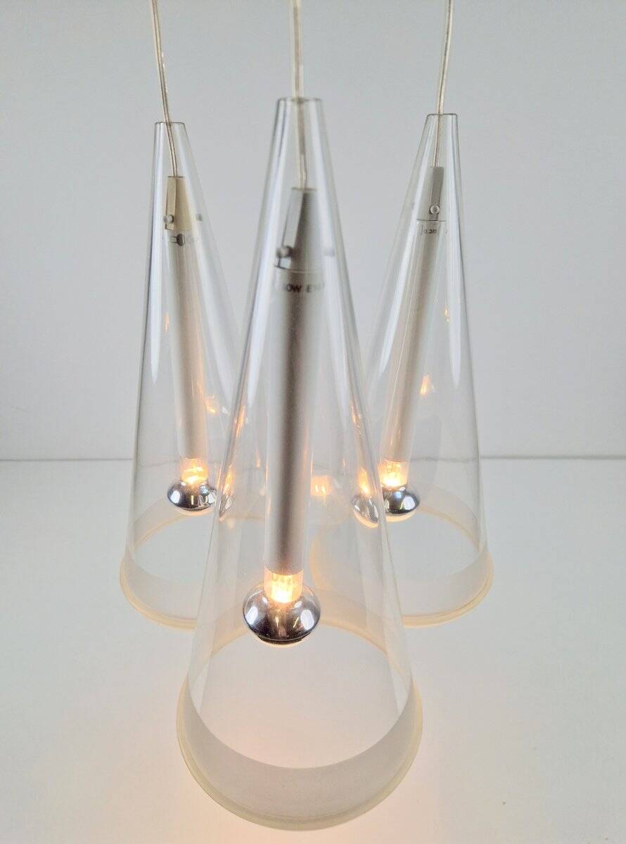 Italian Glass Fucsia 3 Pendant Lamp by Achille Castiglioni for Flos