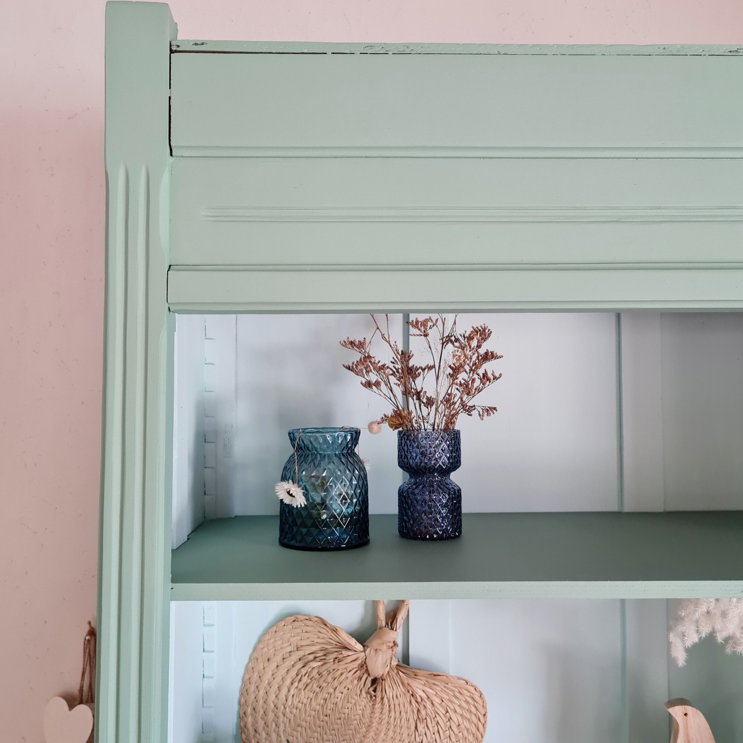 Green bookcase cabinet