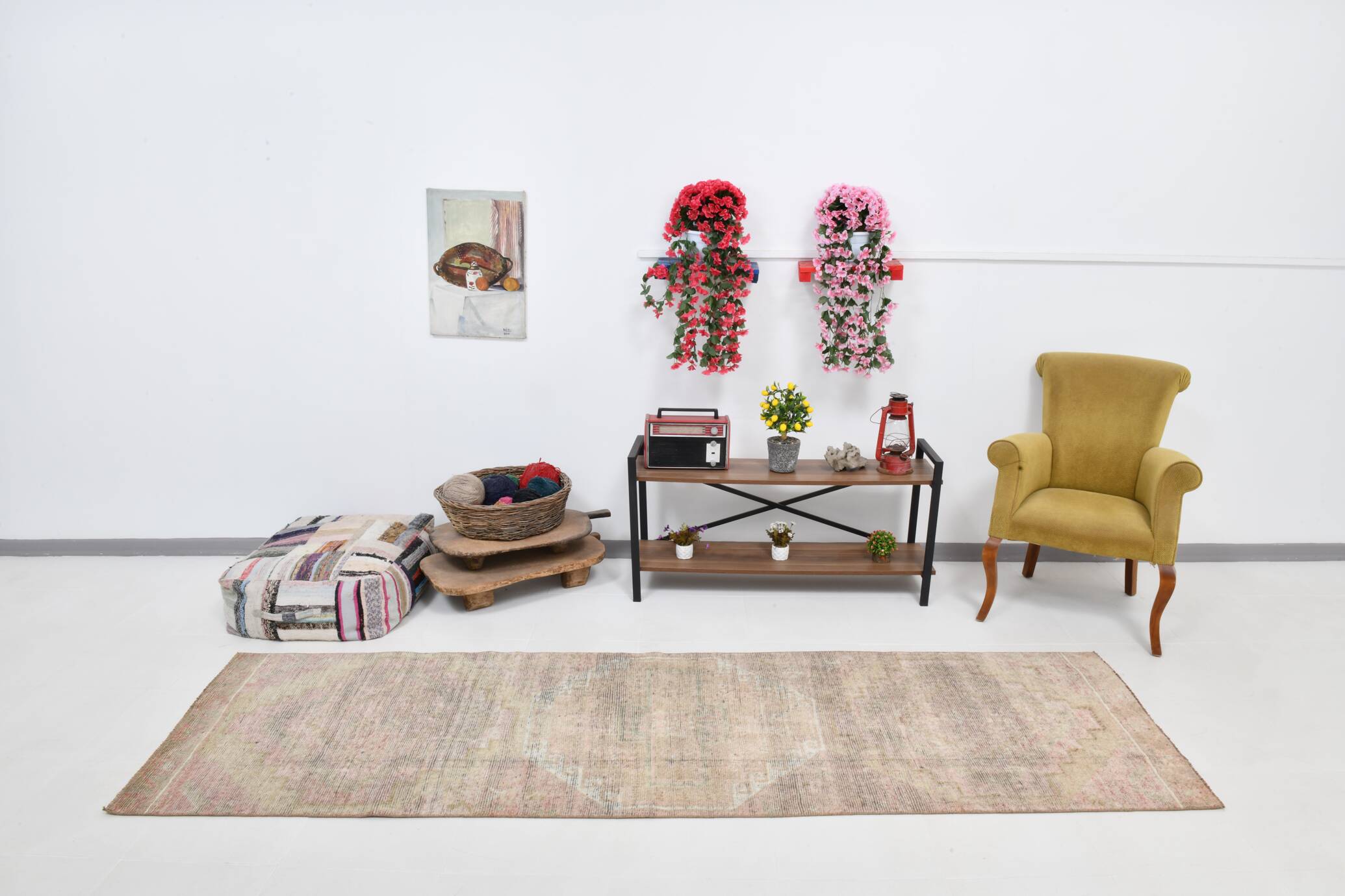 3x10 Cream Brown Soft Vintage Runner Rug 90x306Cm SK 21941