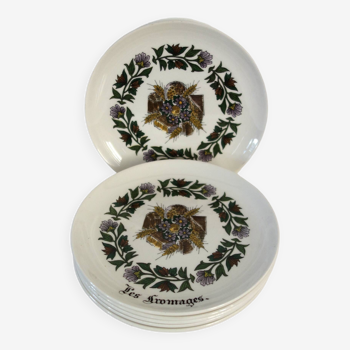 Set of 6 Gien cheese plates, 1970s
