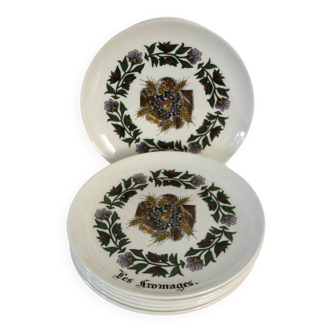 Set of 6 Gien cheese plates, 1970s