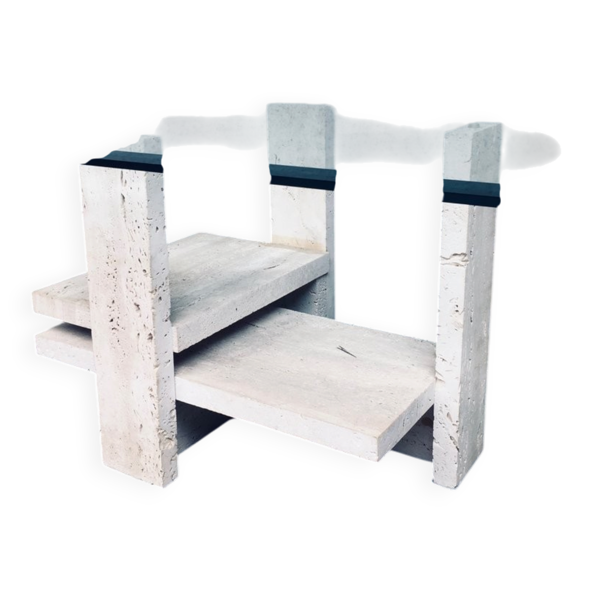 Brutalist Travertine Coffee Table by Willy Ballez, Belgium, 1970s