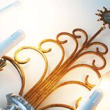 Monumental Bagues style crystal and gilt central sconce by Banci Firenze