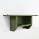 Rustic small green wooden wall unit with 2 shelfs, France ca. 1880