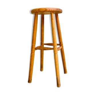 Vintage turned wooden top stool