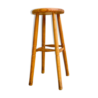 Tabouret haut en bois tourné vintage