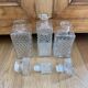 Set of 3 bottle vintage molded glass whiskey decanter