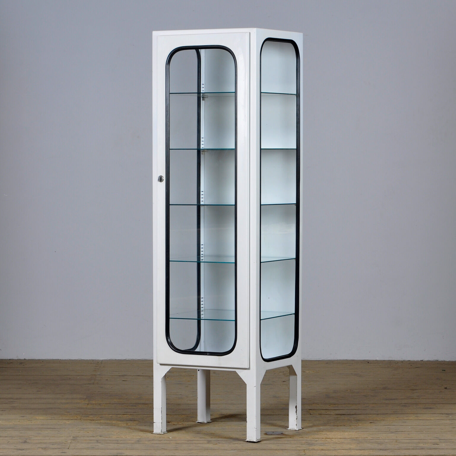 Vintage Iron And Glass Medical Cabinet, 1970s