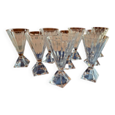 9 verres a vin cristal d'arques modele pyramide designer Jacques Durand années 80