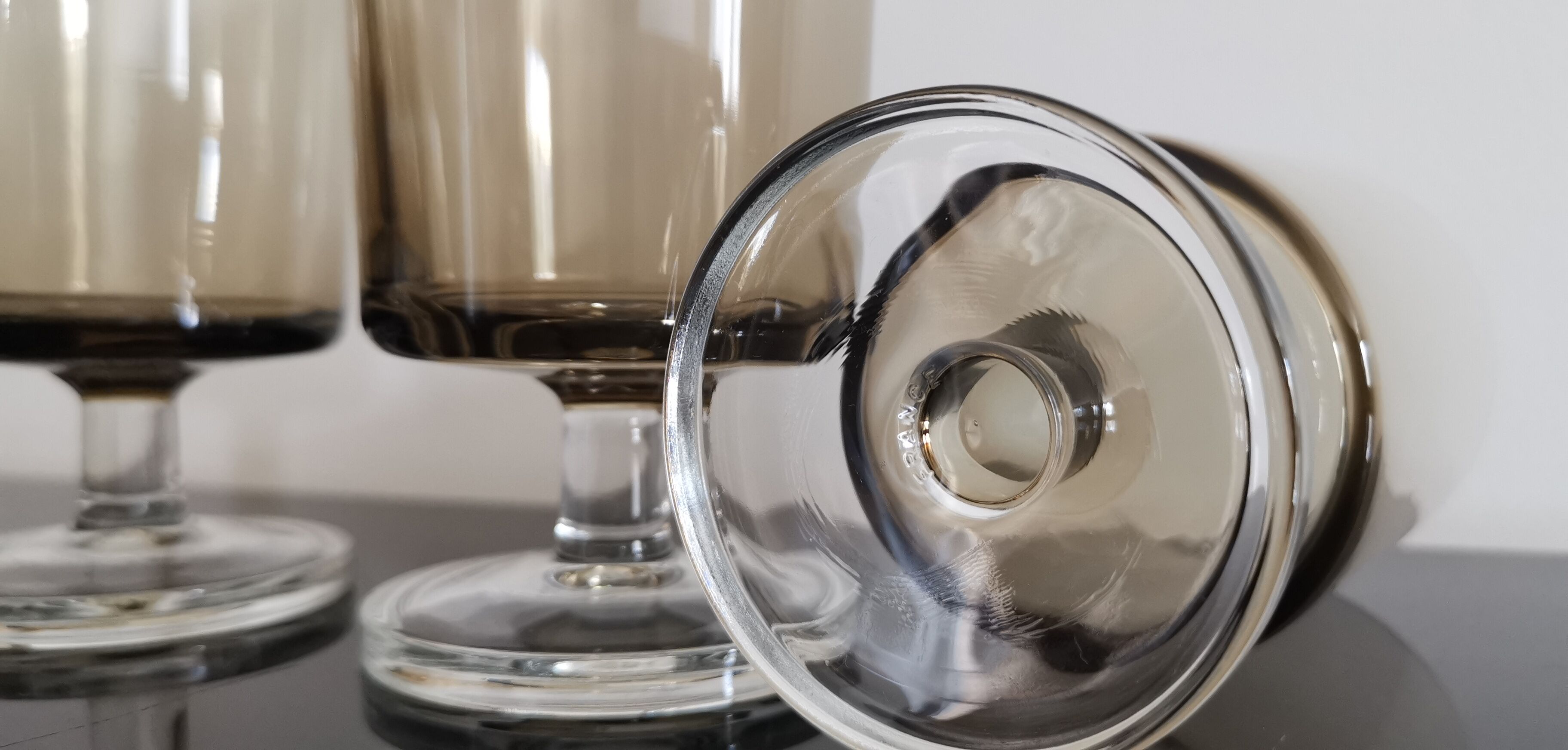 Set of 6 water glasses Cavalier Luminarc smoked vintage 70'S