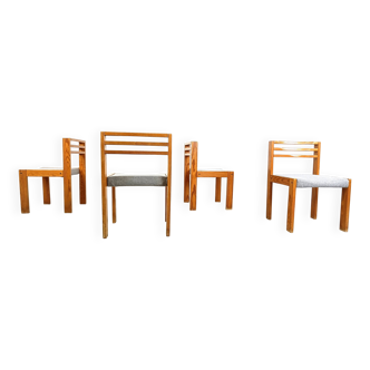Set of 4 pine wood SG 1200 dining chairs by Cees Braakman, 1970s