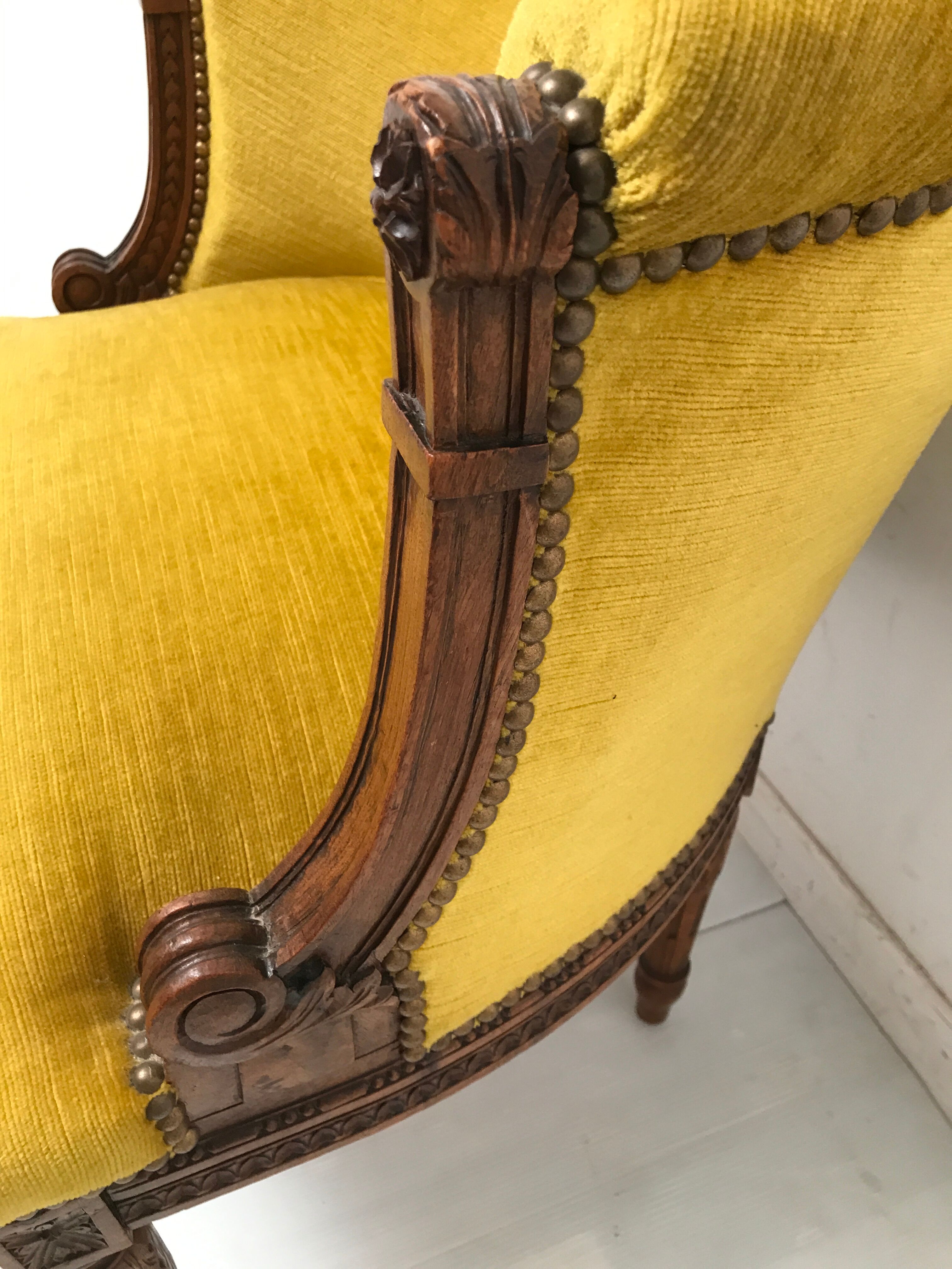 Louis XVI style gondola armchair