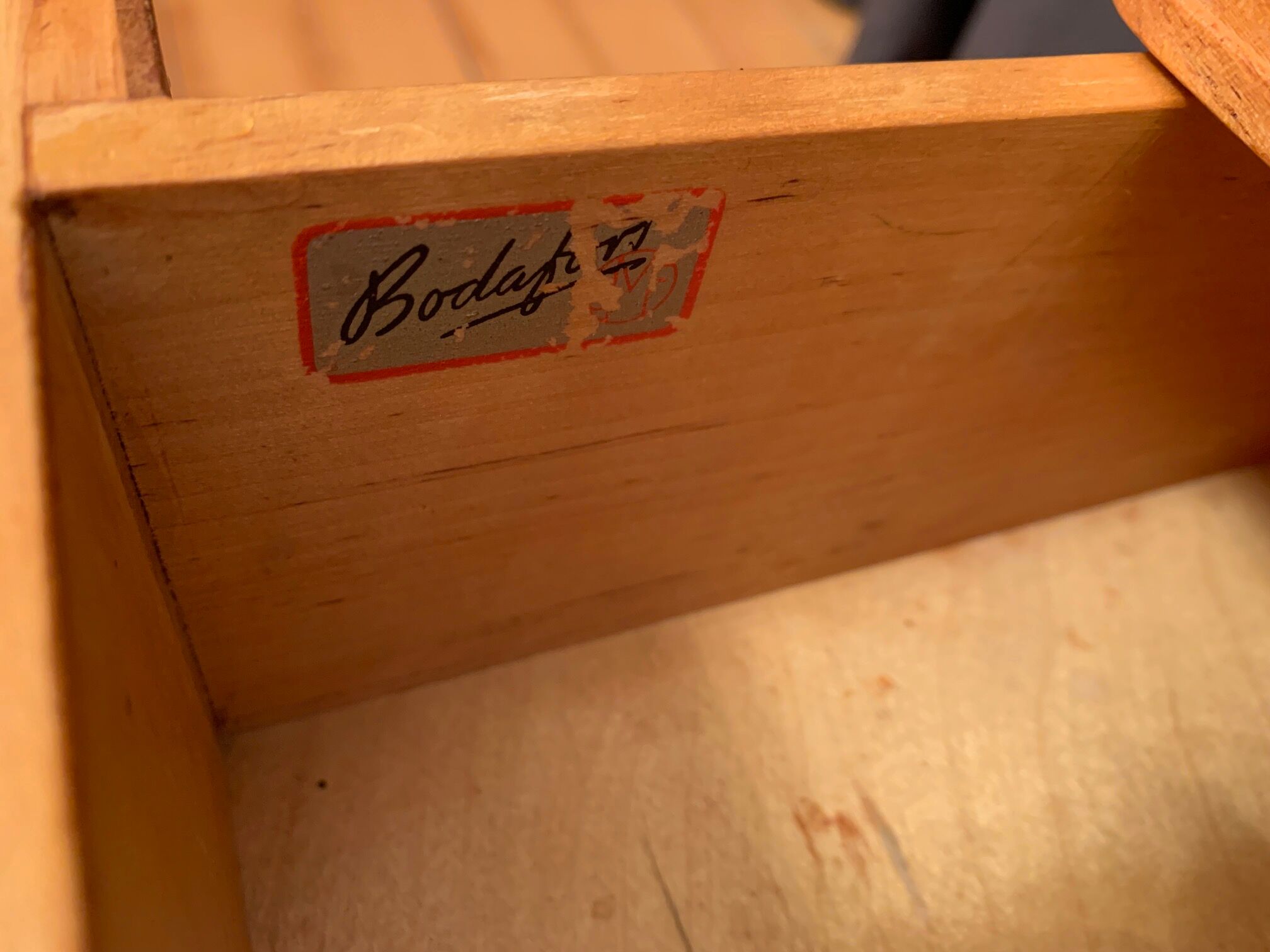 A pair of bedside tables by Axel Larsson, Bodafors, Sweden, 1940s.