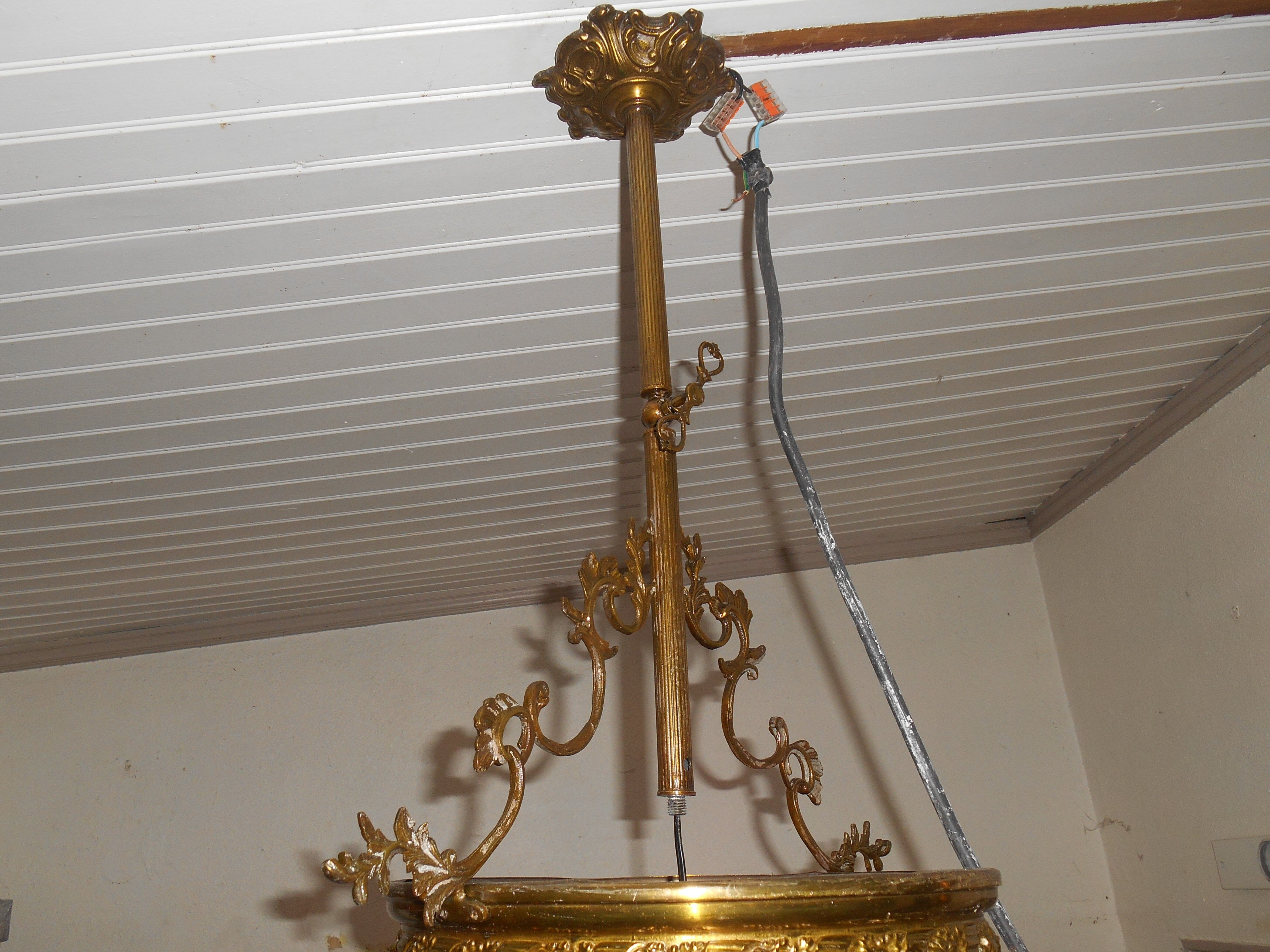Chandelier-suspension grapevines, old gas spout
