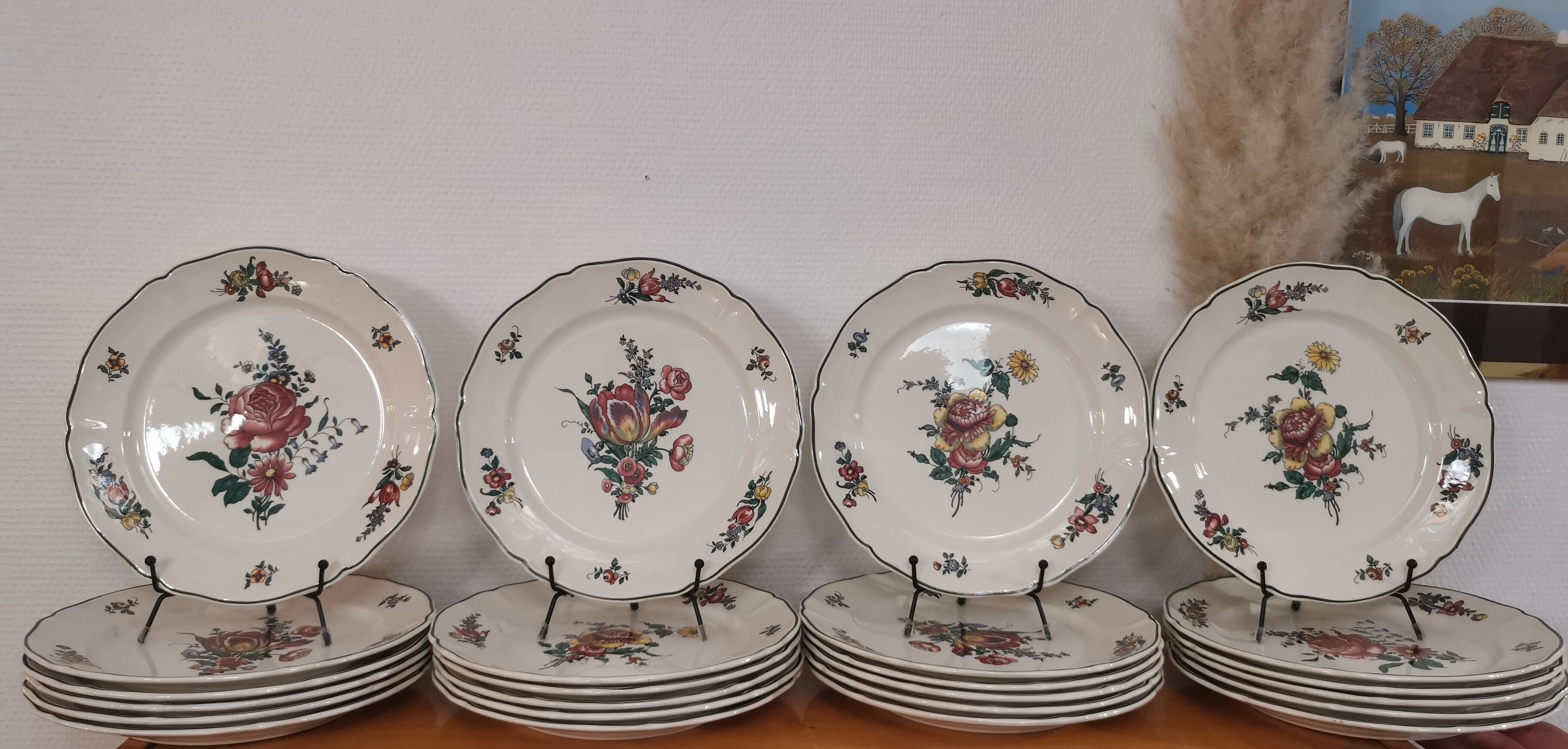 Set of 6 old flat ceramic plates VILLEROY and BOCH "Alt Strassburg"