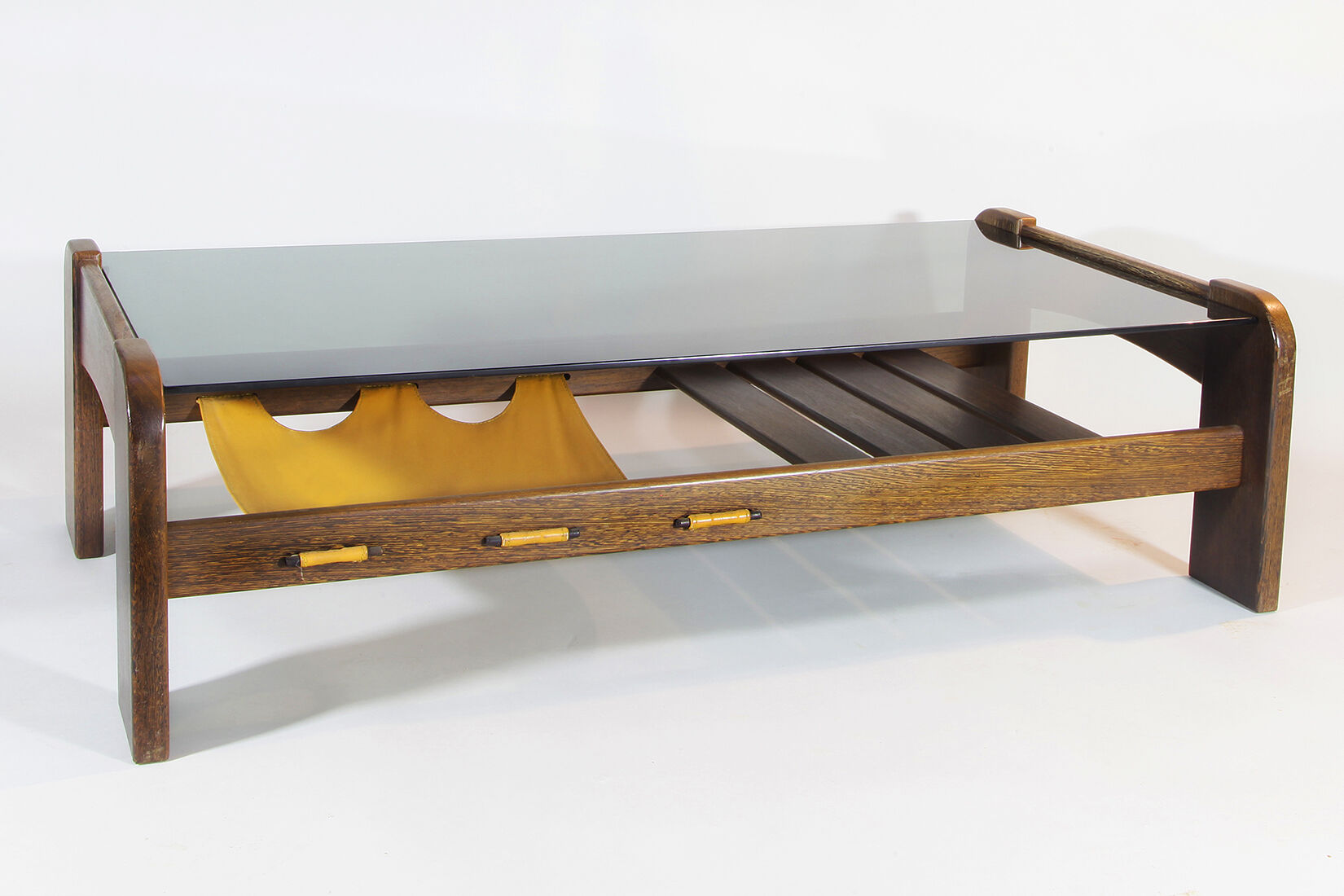 Percival Laver Vintage Wenge Glass Lectuur Holder Coffee Table, 70s