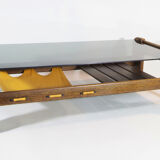 Percival Laver Vintage Wenge Glass Lectuur Holder Coffee Table, 70s