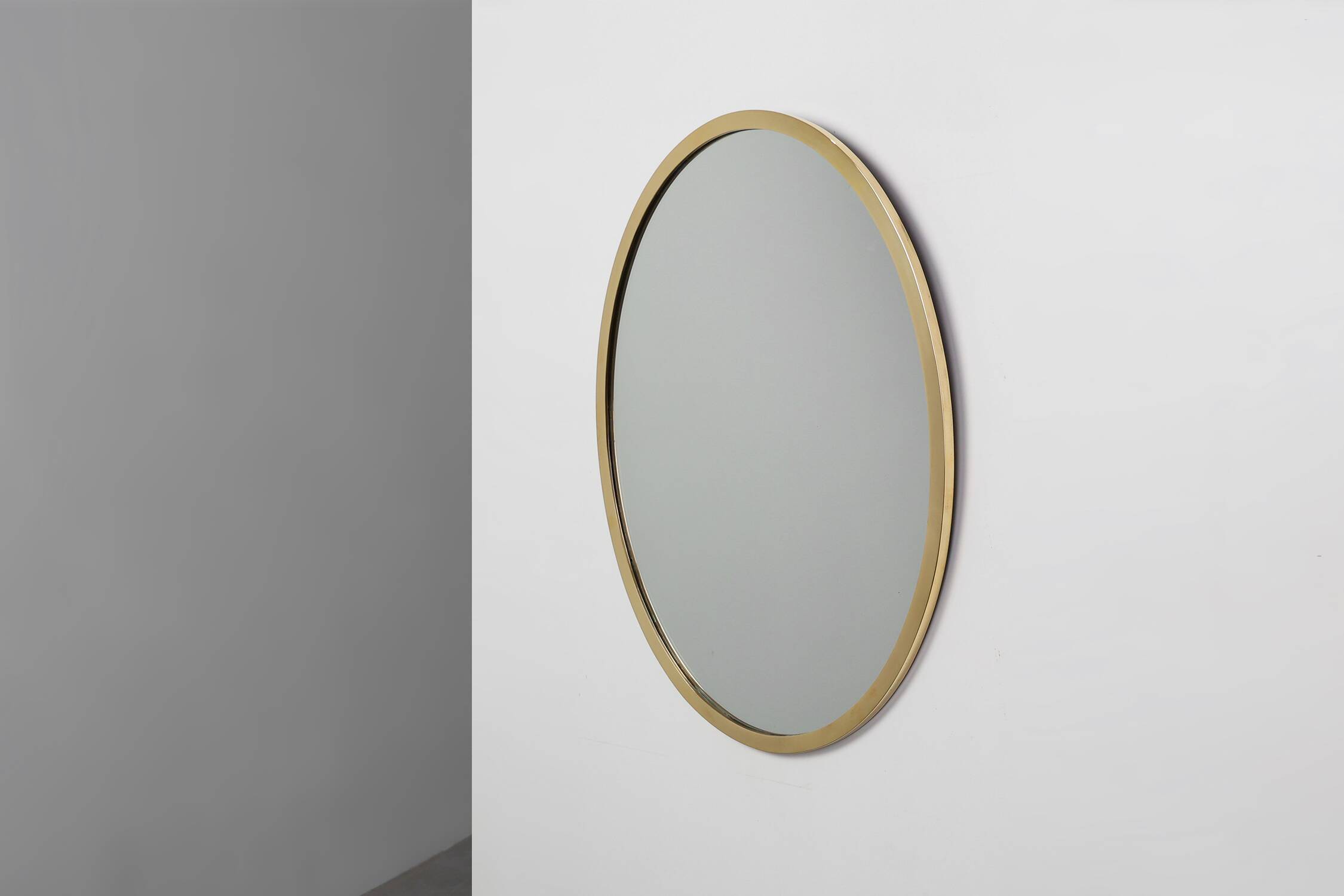 Art Deco Copper‑Plated Metal Mirror, Belgium ca. 1925
