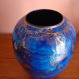 Blue and gold ceramic vase