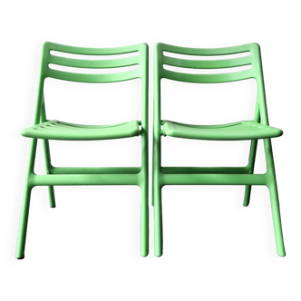 Set of 2 green Folding Air Chairs by Jasper Morrison for Magis, Italy 2003/2005