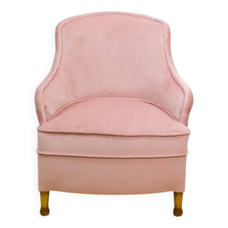 Fauteuil en tissu et bois du milieu du siècle, années 1950