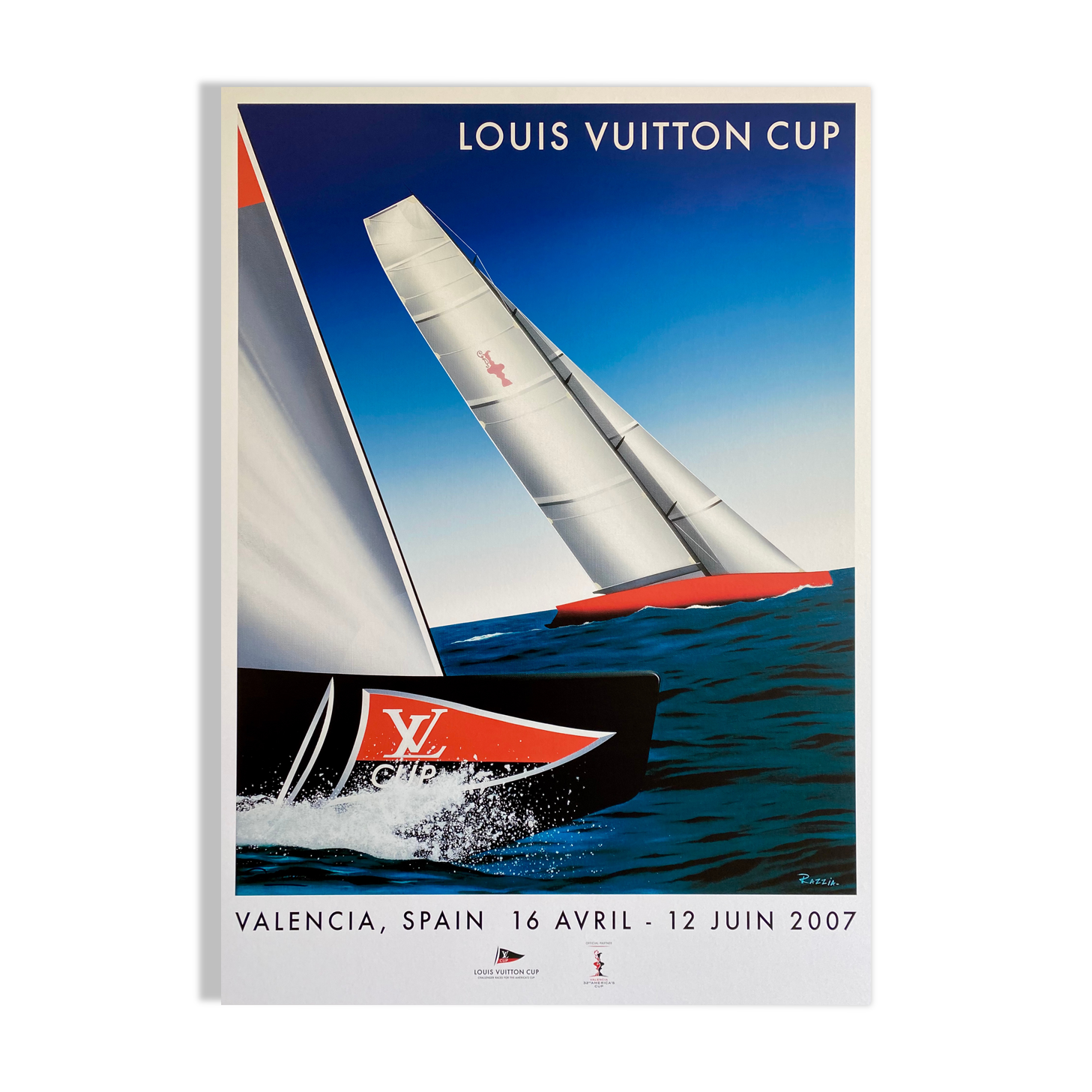 Poster Razzia Louis Vuitton cup Valencia 2007 - Signed by the artist - Large Format - On linen
