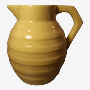Pichet ceramique jaune année 50