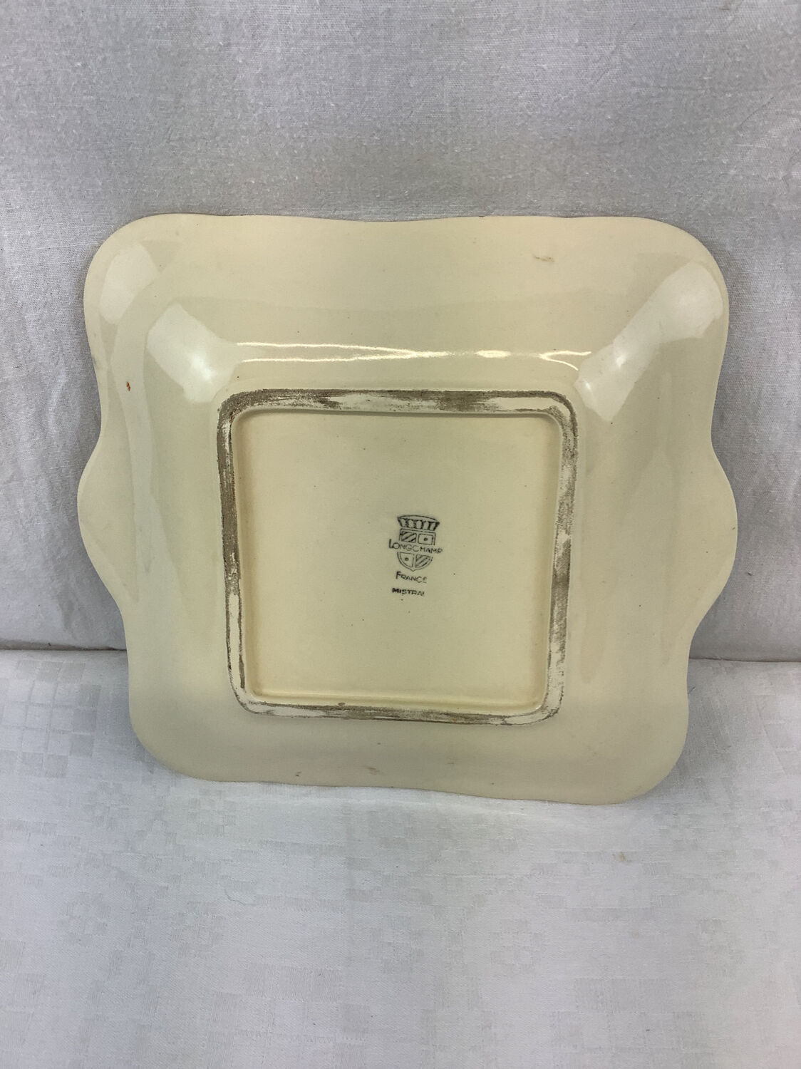 Old hollow square dish with handles made in France Longchamp