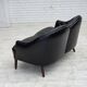 1960s, Scandinavian sofa in black furniture leather.