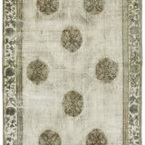 Handmade distressed anatolian 1980s 153 cm x 269 cm grey rug