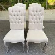 4 upholstered chairs in linen and ash, Maisons du Monde model Chloé.