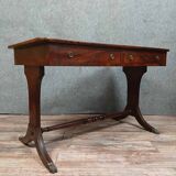 Superb english flat center desk napoleon iii style in mahogany circa 1880