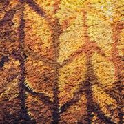Rya Scandinavian carpet in virgin wool with orange and maroon motifs