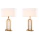 Pair of table lamps, antique brass and alabaster finish, timeless luxury and vintage charm.