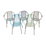Set of 5 iron and scoubidou chairs from the 50/60s