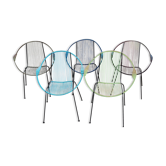 Set of 5 iron and scoubidou chairs from the 50/60s